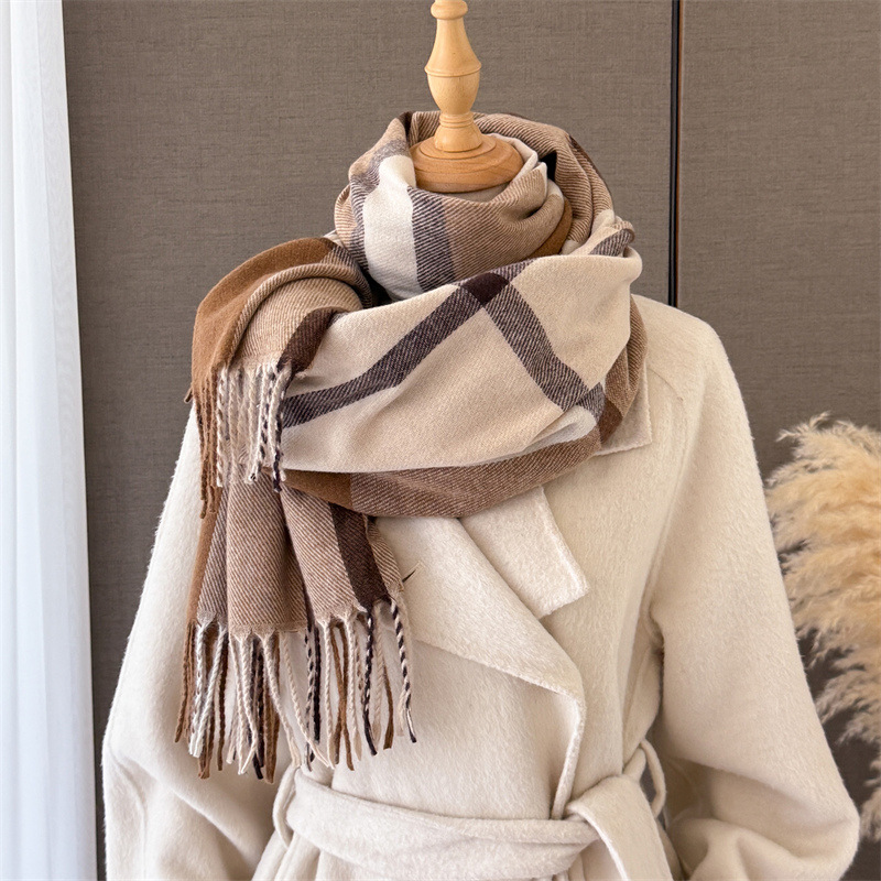 Cashmere Pashmina Wrap - Women Scottish Plaid Imitation Cashmere Shawl