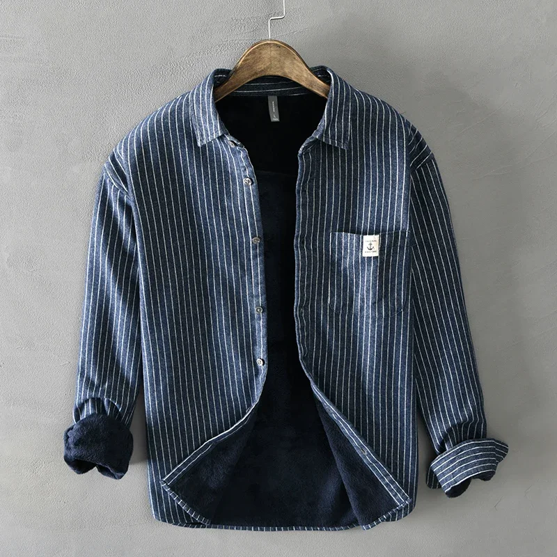Flannel Shirt Lined - Men Winter Fashion Fleece Lined Warm