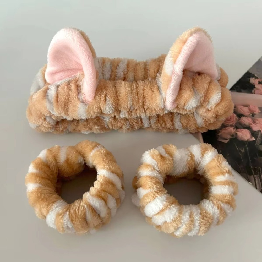 Winter Headband Fleece - 3pcs/set Leopard Print Cute Cat Ear