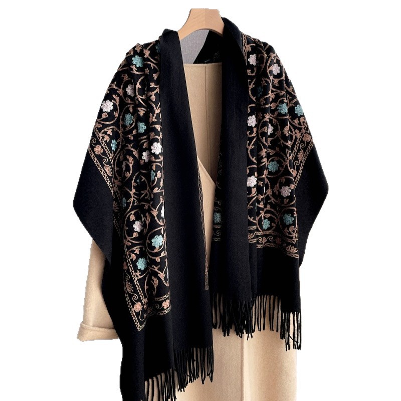 Cashmere Pashmina Wrap - 2025 New Embroidery Cashmere Scarf Women
