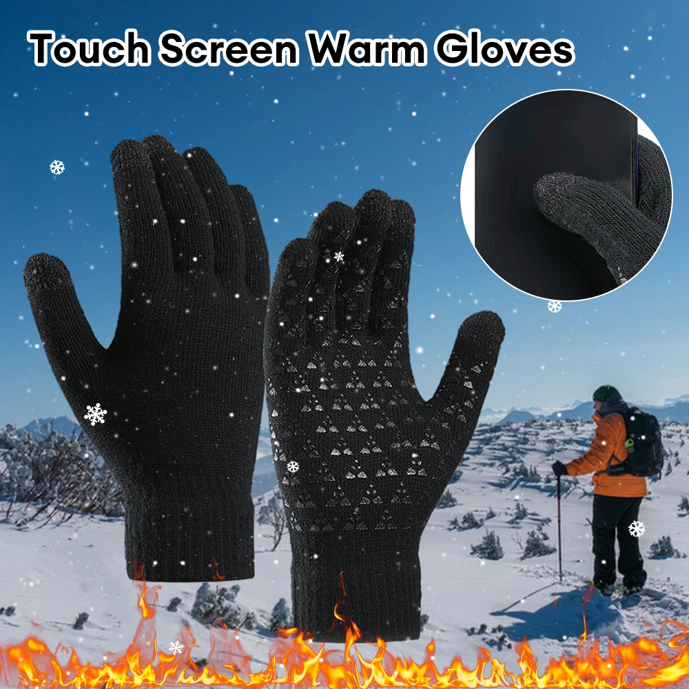 Touch Screen Gloves - Winter Men Knitted Gloves Warm Full