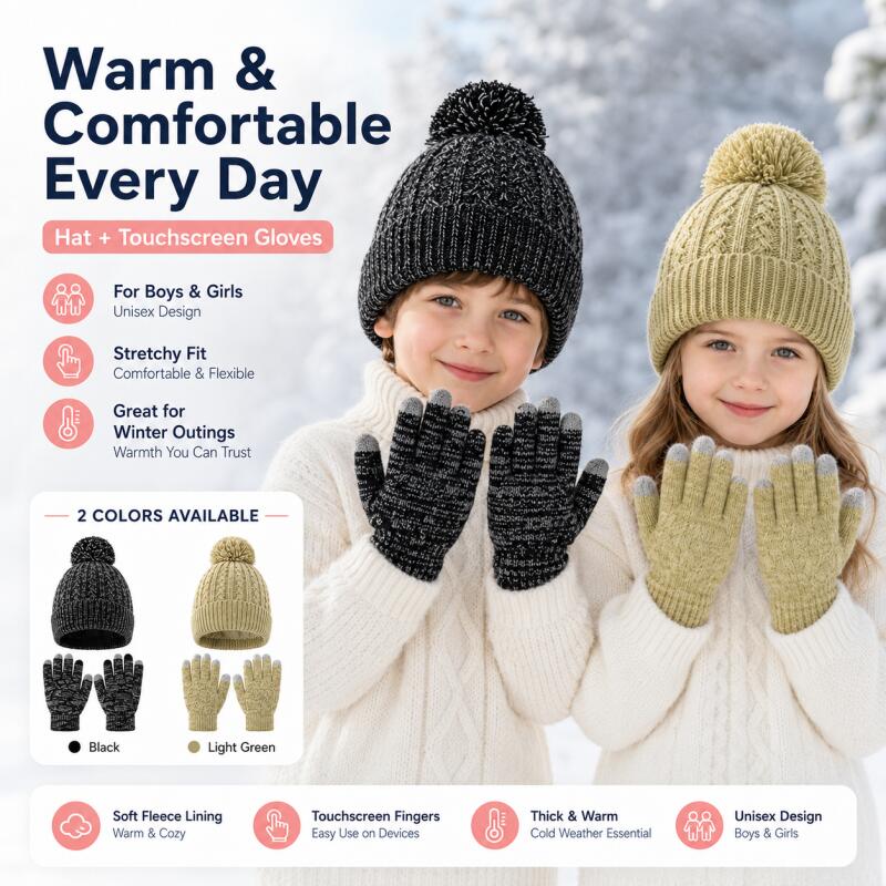 Kids Winter Knit Hat Touchscre - огляд і ціна Touch Screen Gloves