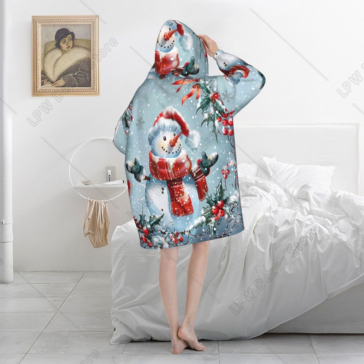 Christmas Snowman Wearable Bla - огляд і ціна Sherpa Hoodie Fleece