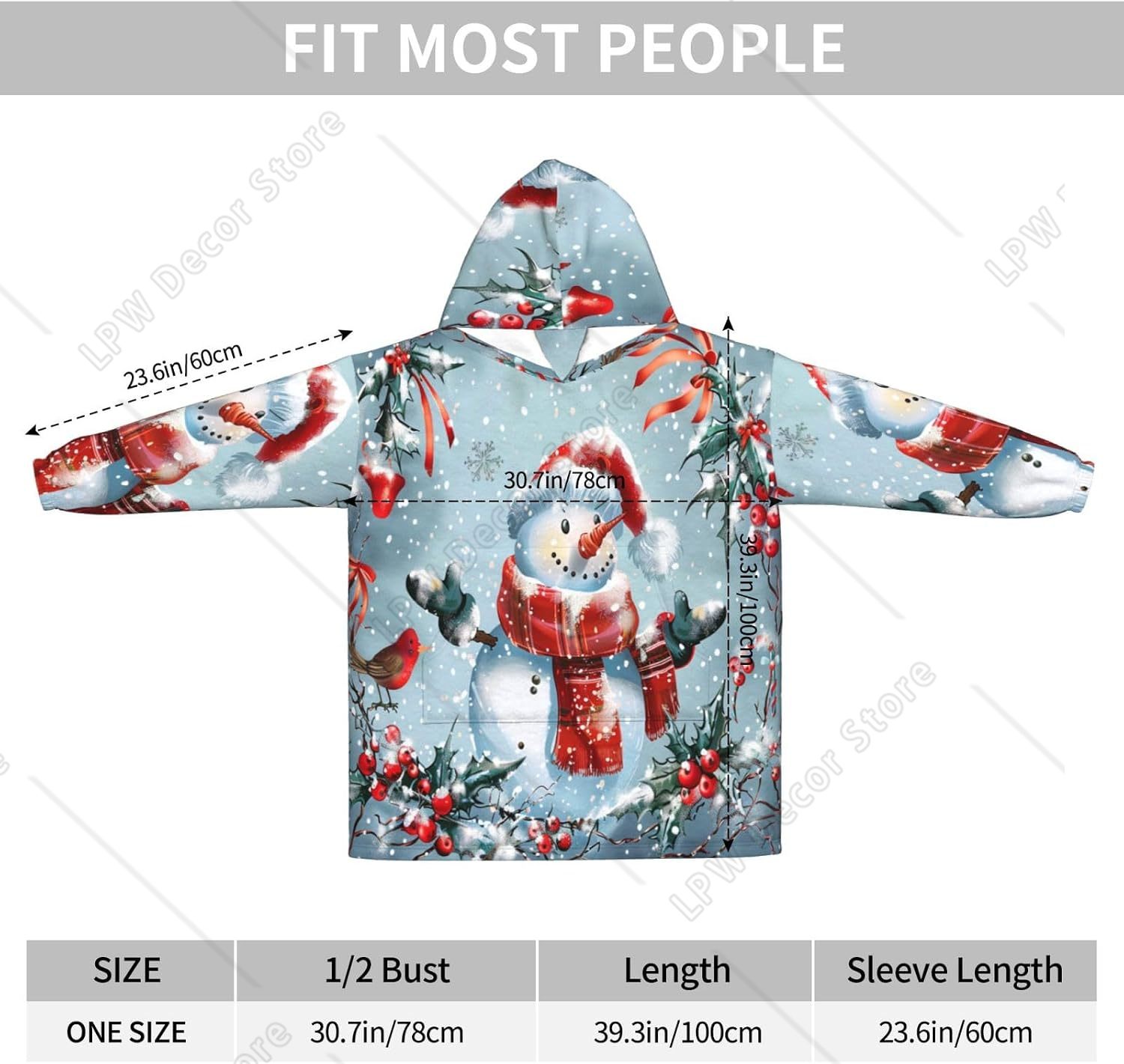 Christmas Snowman Wearable Bla - огляд і ціна Sherpa Hoodie Fleece