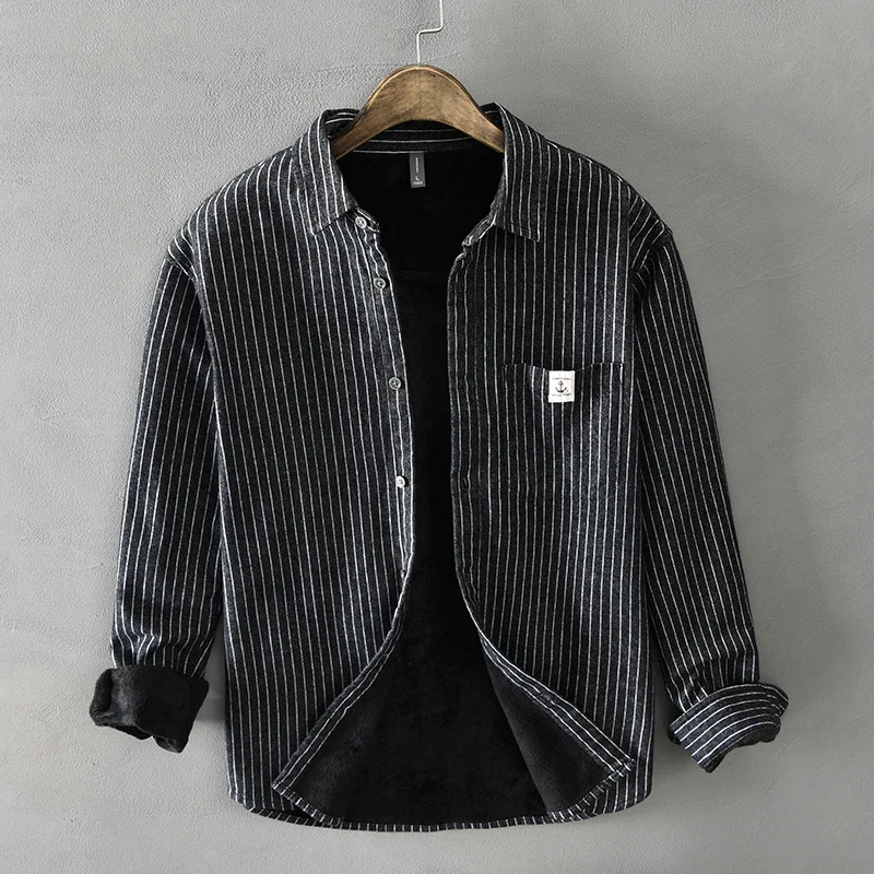 Men Winter Fashion Fleece Line - огляд і ціна Flannel Shirt Lined