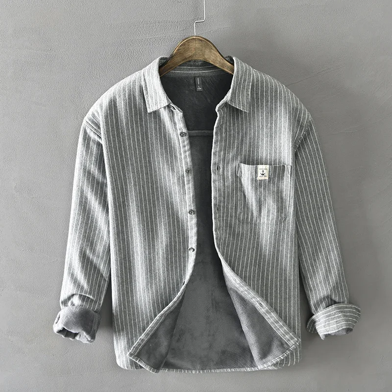 Men Winter Fashion Fleece Line - огляд і ціна Flannel Shirt Lined