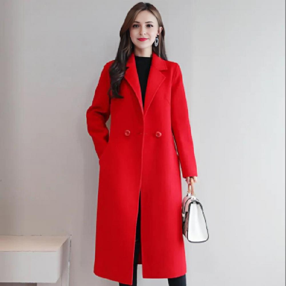 Women Wool Coat Solid Color Lo - огляд і ціна Wool Coat Peacoat