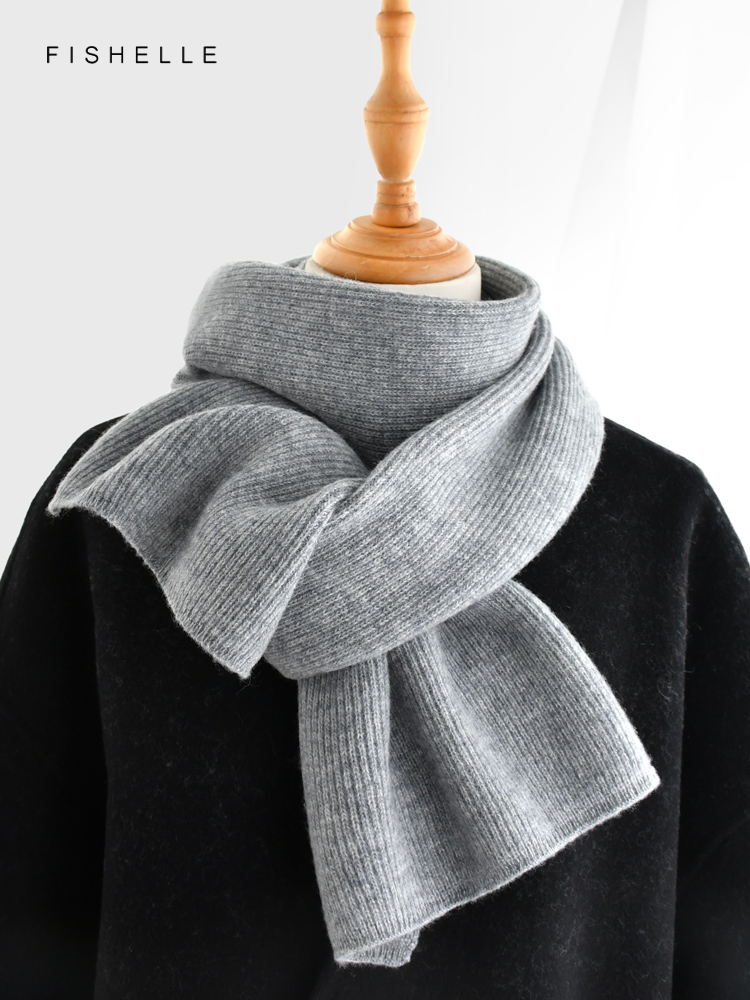 Gray solid color cashmere scar - огляд і ціна Wool Scarf Men