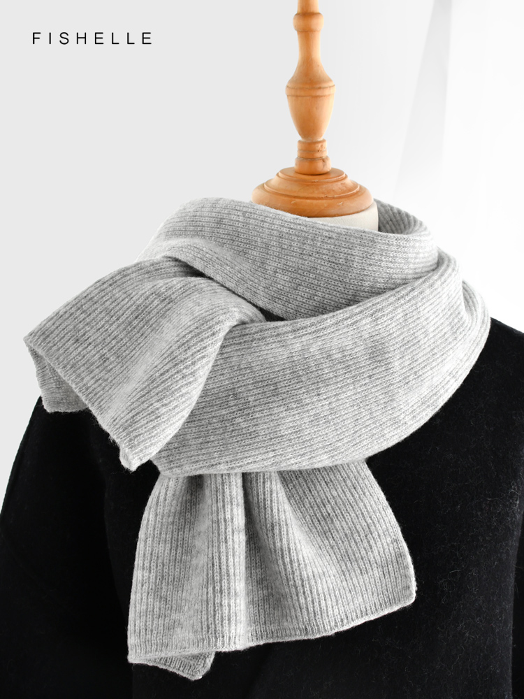 Gray solid color cashmere scar - огляд і ціна Wool Scarf Men