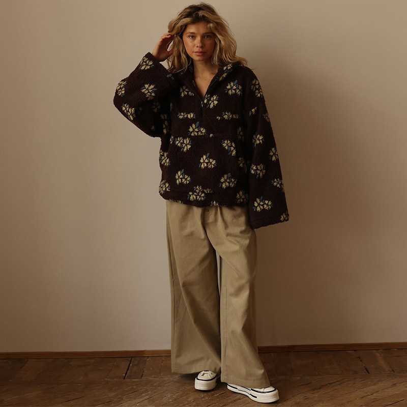Floral Sherpa Half Zip Pullove - огляд і ціна Sherpa Hoodie Fleece