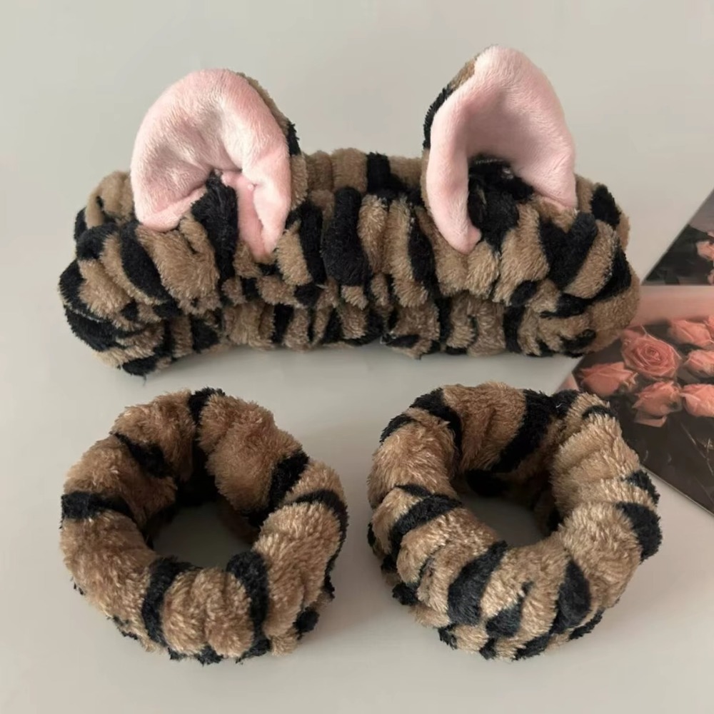 3pcs/set Leopard Print Cute Ca - огляд і ціна Winter Headband Fleece