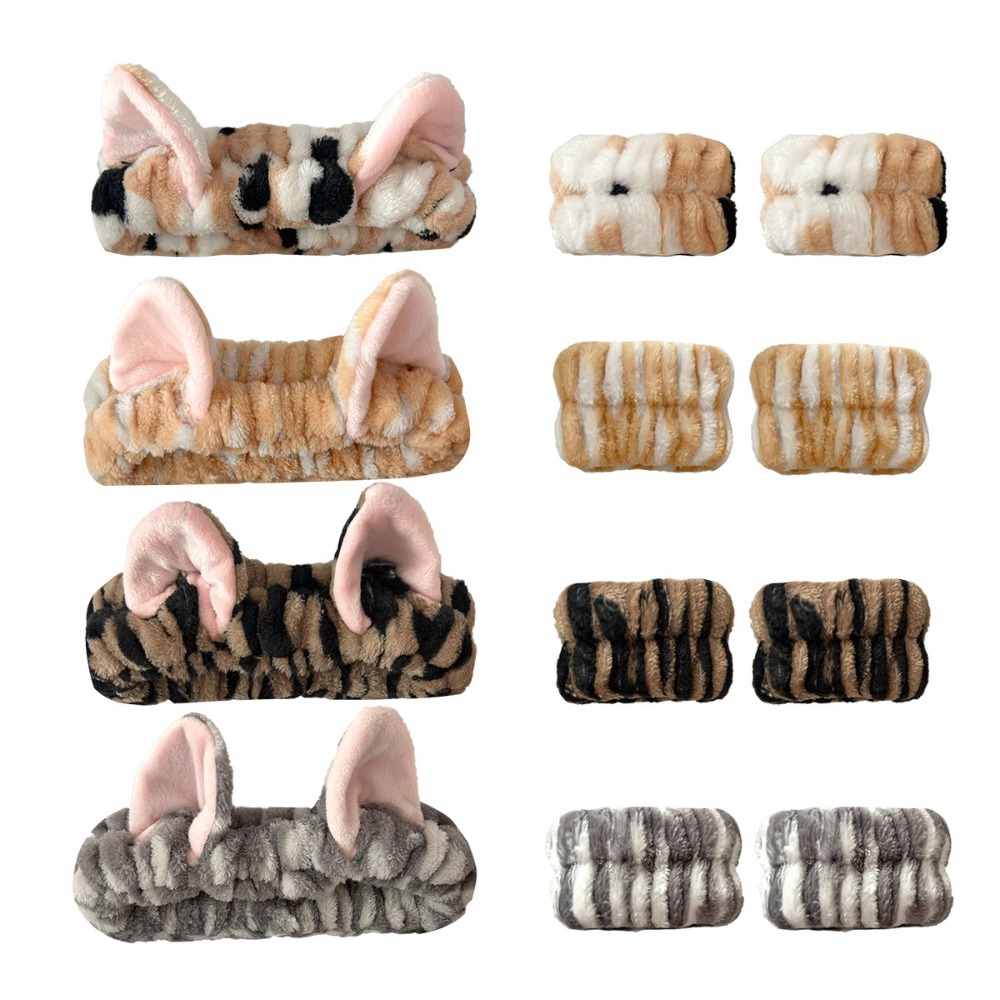 3pcs/set Leopard Print Cute Ca - огляд і ціна Winter Headband Fleece