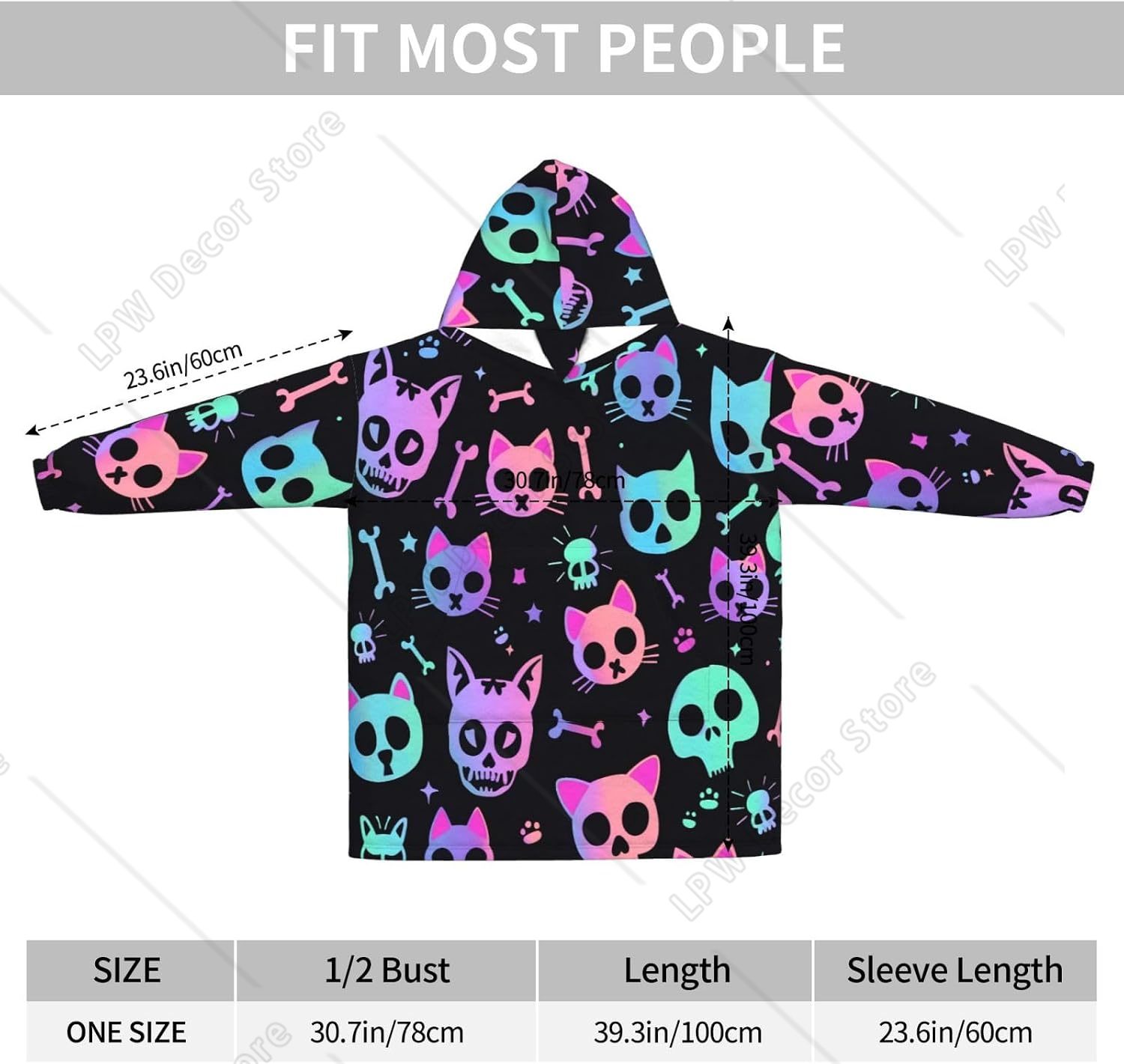 Cat Skulls Bones Wearable Blan - огляд і ціна Sherpa Hoodie Fleece