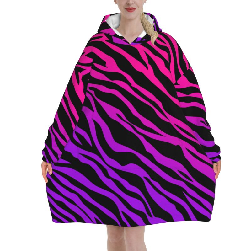 Zebra Stripe Print Wearable Bl - огляд і ціна Sherpa Hoodie Fleece