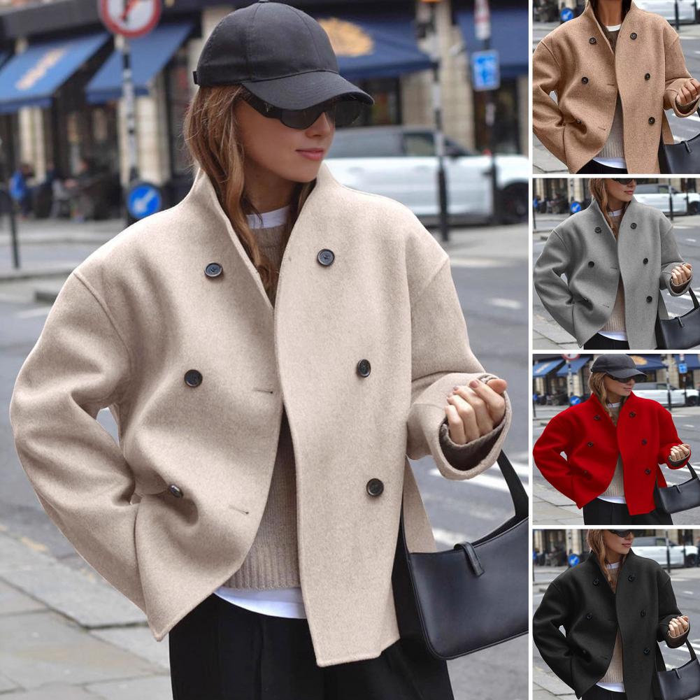 Women's Winter Cropped Wool Co - огляд і ціна Wool Coat Peacoat
