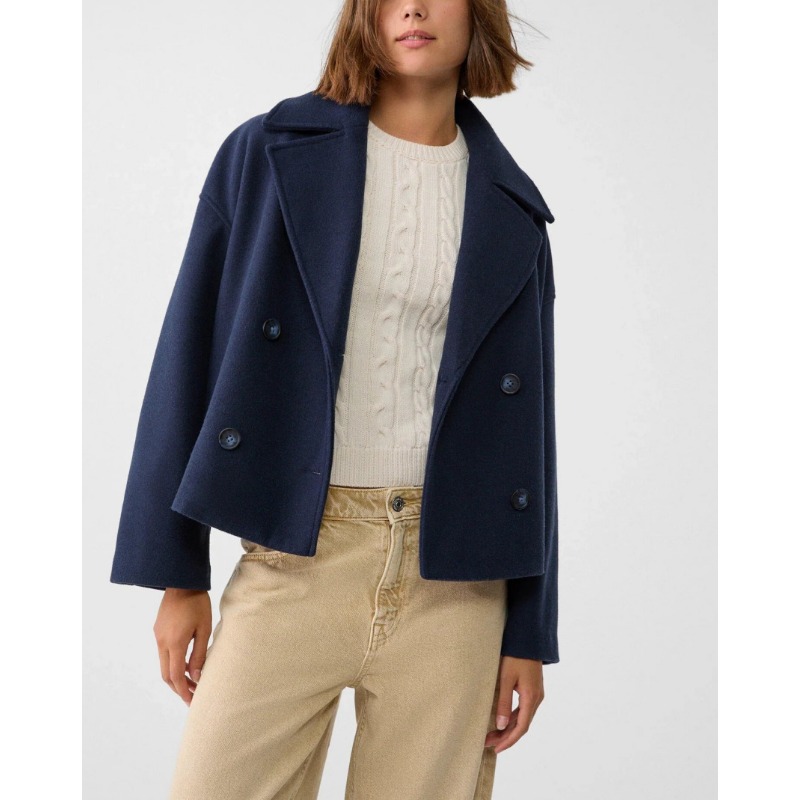 Women's Oversized Double Breas - огляд і ціна Wool Coat Peacoat