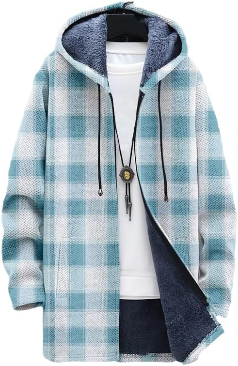 Men's Plaid Cardigan Oversized - огляд і ціна Sherpa Hoodie Fleece